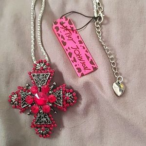 Betsey Johnson Cross Necklace/Brooch